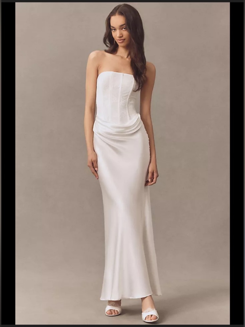 Strapless White Column Dress